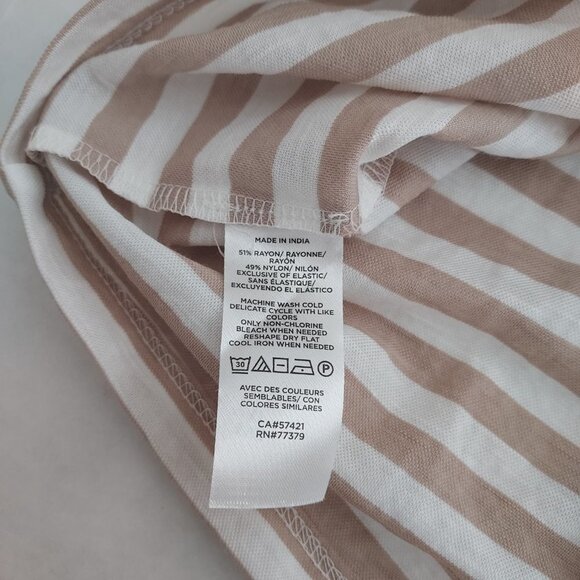 Ann Taylor White and Tan Striped Off the Shoulder Top NWT - Picture 7 of 8